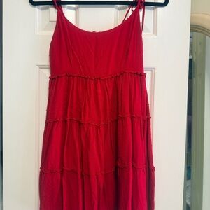 Red Tiered Sleeveless Dress